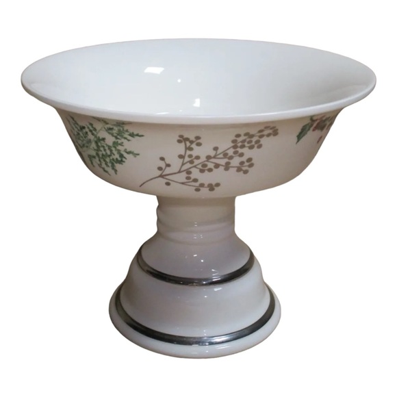 Vtg Bath & Body Works Holiday Christmas Holly Pedestal Candle Holder/Candy Dish - Picture 2 of 8